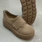 Chaussures décontractées à plateforme pour femmes – Tige en daim, bride à scratch, semelle épaisse, chaussures confortables et tendance au quotidien