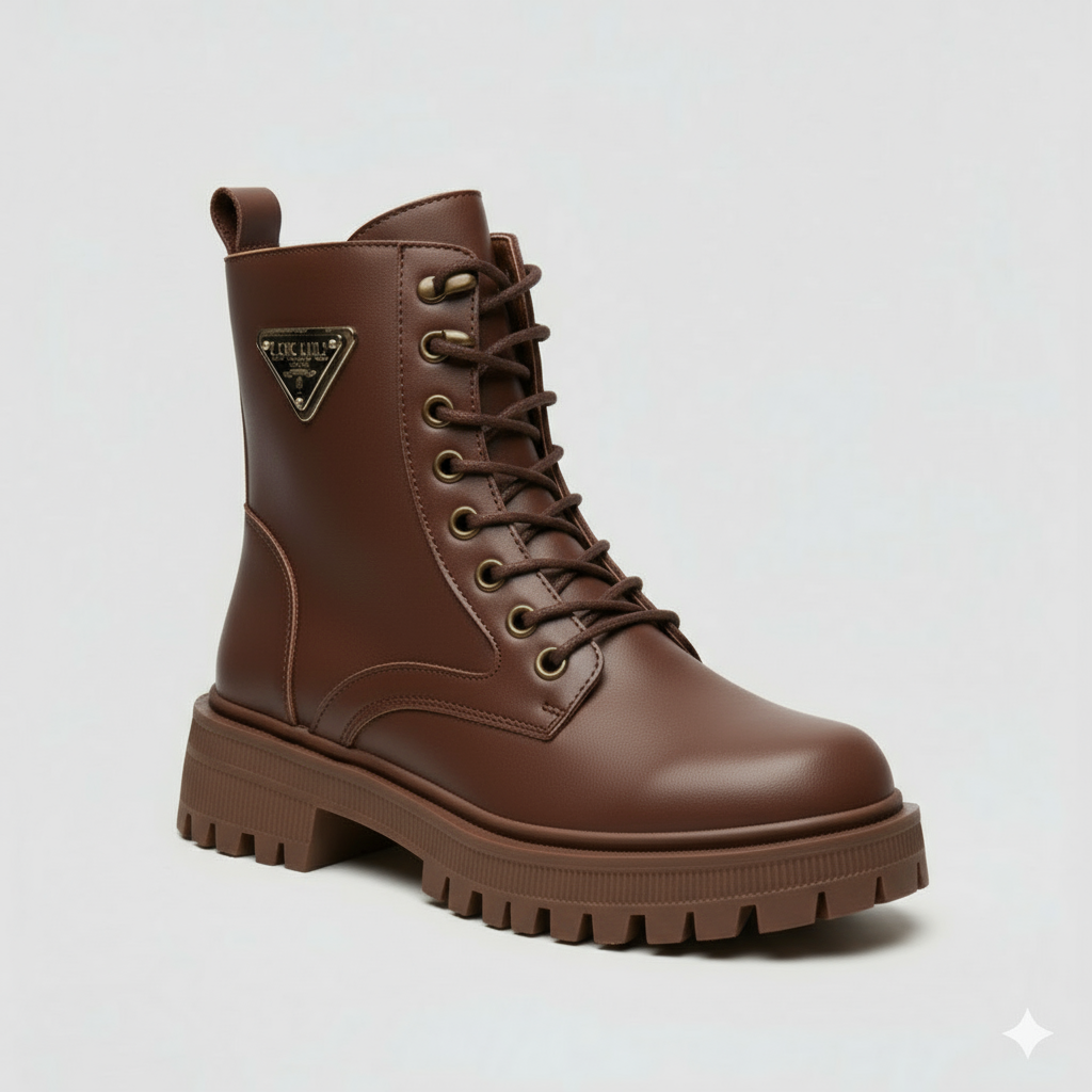 Bottines à lacets à semelle épaisse pour femmes