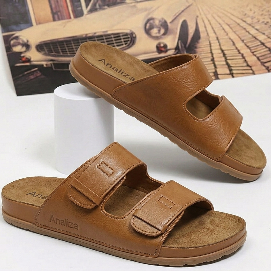 Men’s Dual Strap Comfort Sandals – Adjustable Casual Slip-On