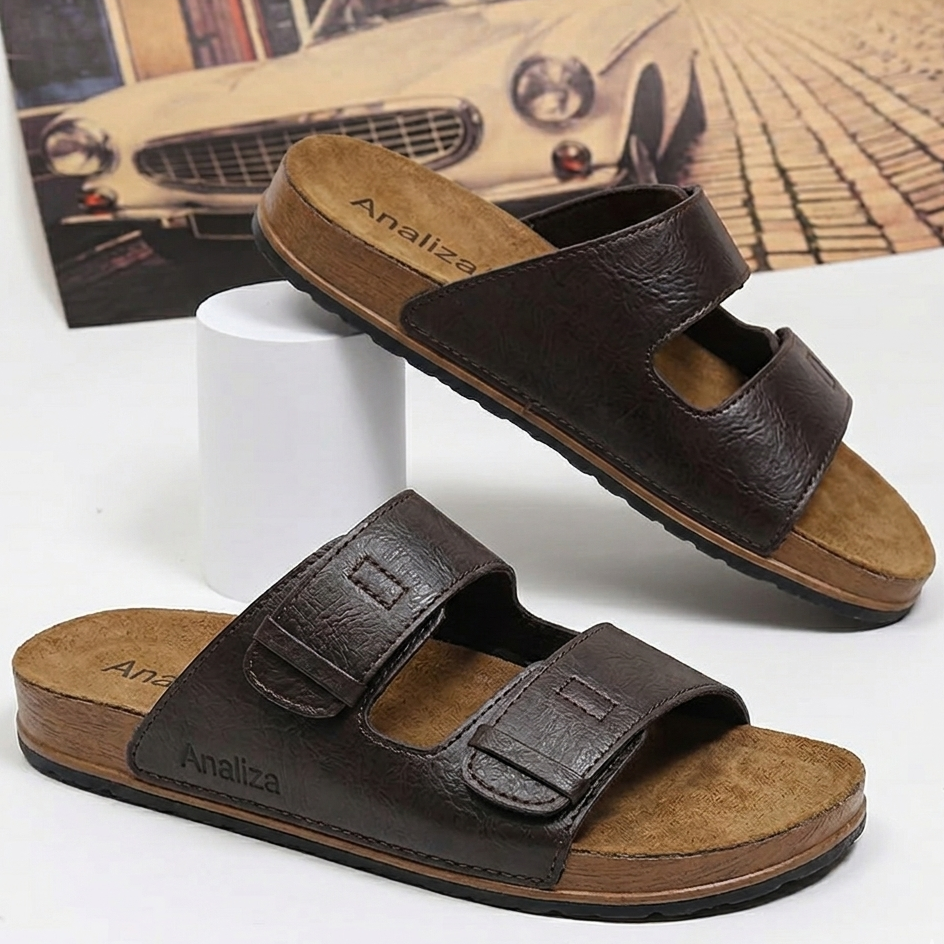 Men’s Dual Strap Comfort Sandals – Adjustable Casual Slip-On