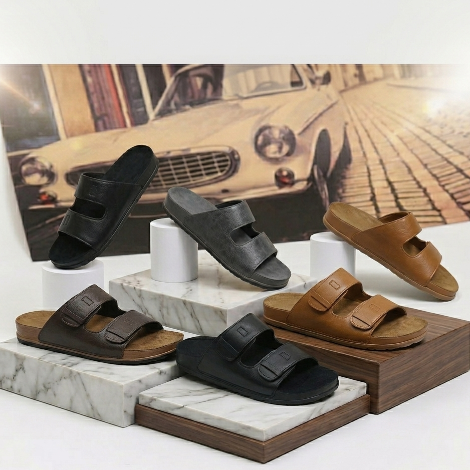 Men’s Dual Strap Comfort Sandals – Adjustable Casual Slip-On