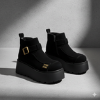 Chaussures élégantes et décontractées pour femmes, à semelle compensée et bride à boucle.