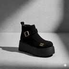 Chaussures élégantes et décontractées pour femmes, à semelle compensée et bride à boucle.