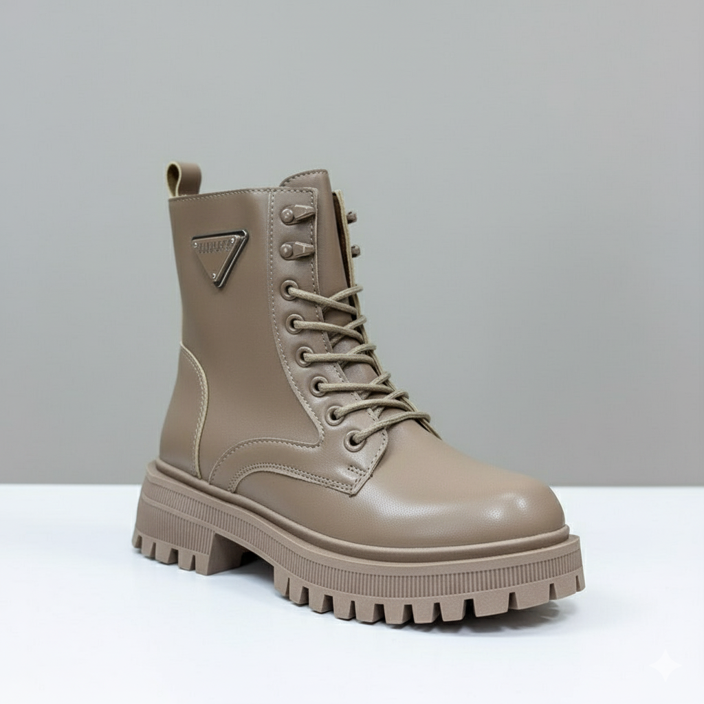 Bottines à lacets à semelle épaisse pour femmes