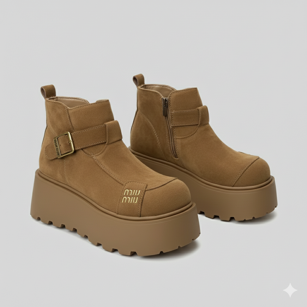 Chaussures élégantes et décontractées pour femmes, à semelle compensée et bride à boucle.