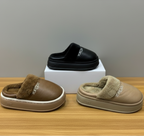 Chaussons en forme de sabots doublés en polaire pour femmes - Pieds au chaud, plateforme épaisse