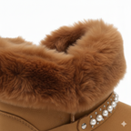 Bottines en fourrure douce pour femme avec détails en perles – Confort et chaleur en hiver