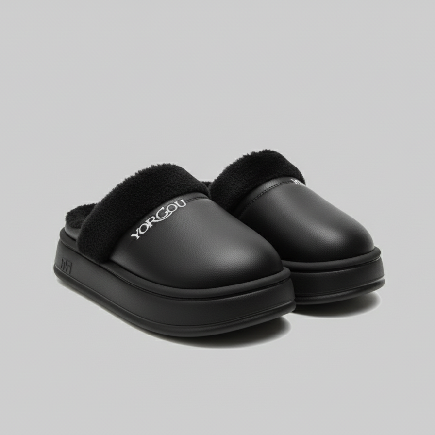 Chaussons en forme de sabots doublés en polaire pour femmes - Pieds au chaud, plateforme épaisse
