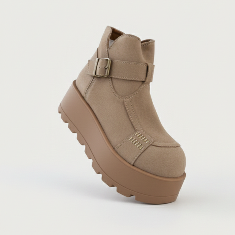 Chaussures élégantes et décontractées pour femmes, à semelle compensée et bride à boucle.