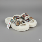 Pantoufles à double boucle en fausse fourrure pour femmes - Bouts fermés et chauds