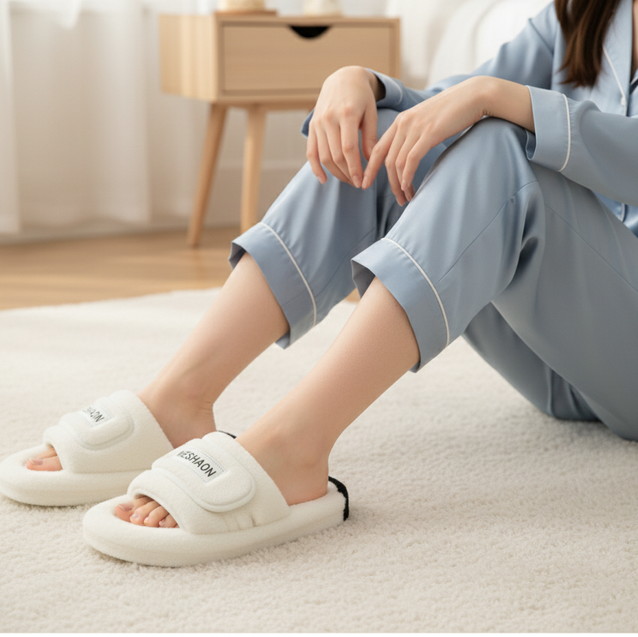 Chaussons de maison pour femmes avec bride moelleuse - Chauds et confortables grâce à leur large bride