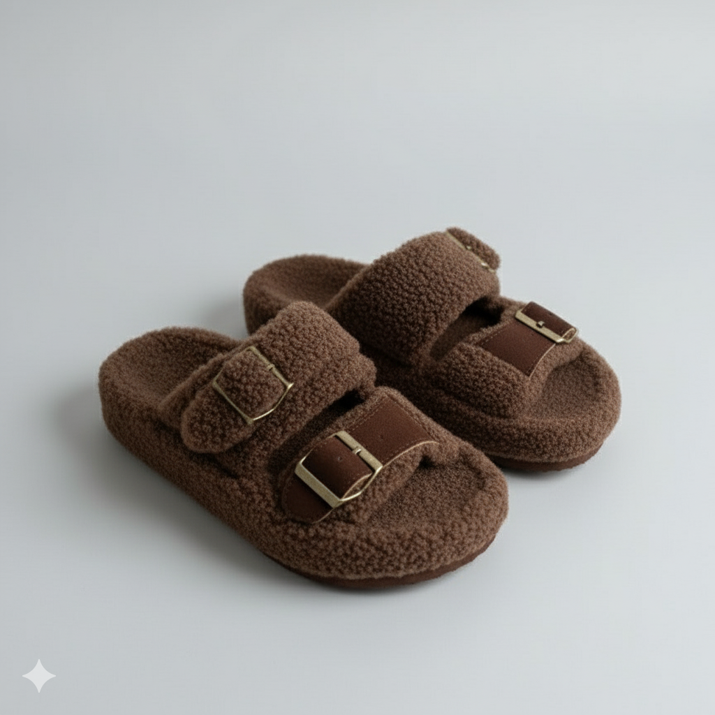 Sabots en polaire Teddy pour femmes : orteils au chaud, fermeture à boucle