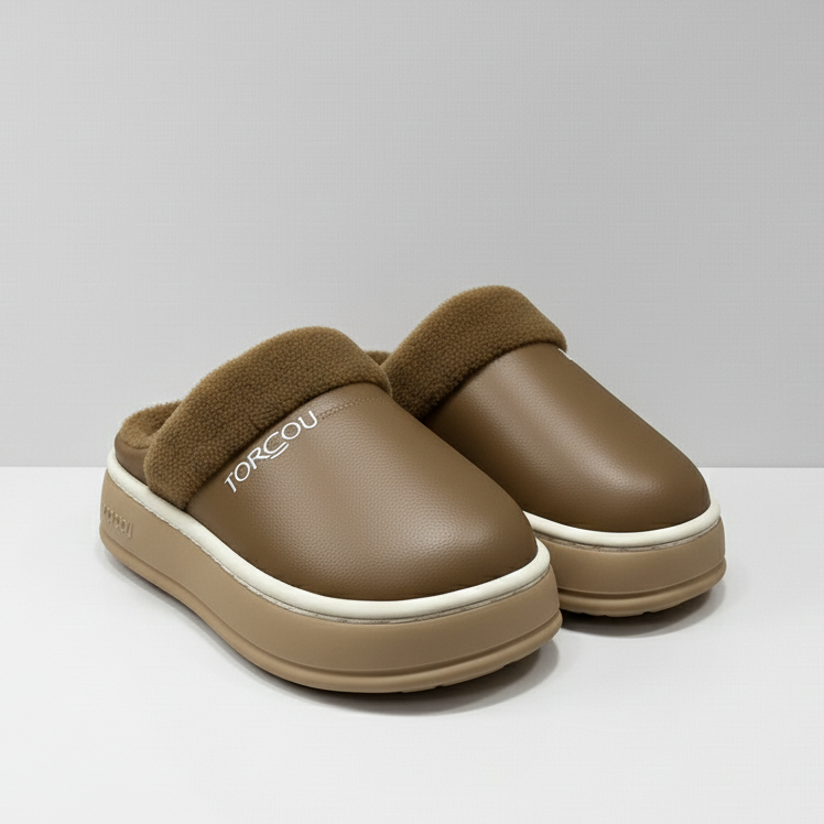Chaussons en forme de sabots doublés en polaire pour femmes - Pieds au chaud, plateforme épaisse
