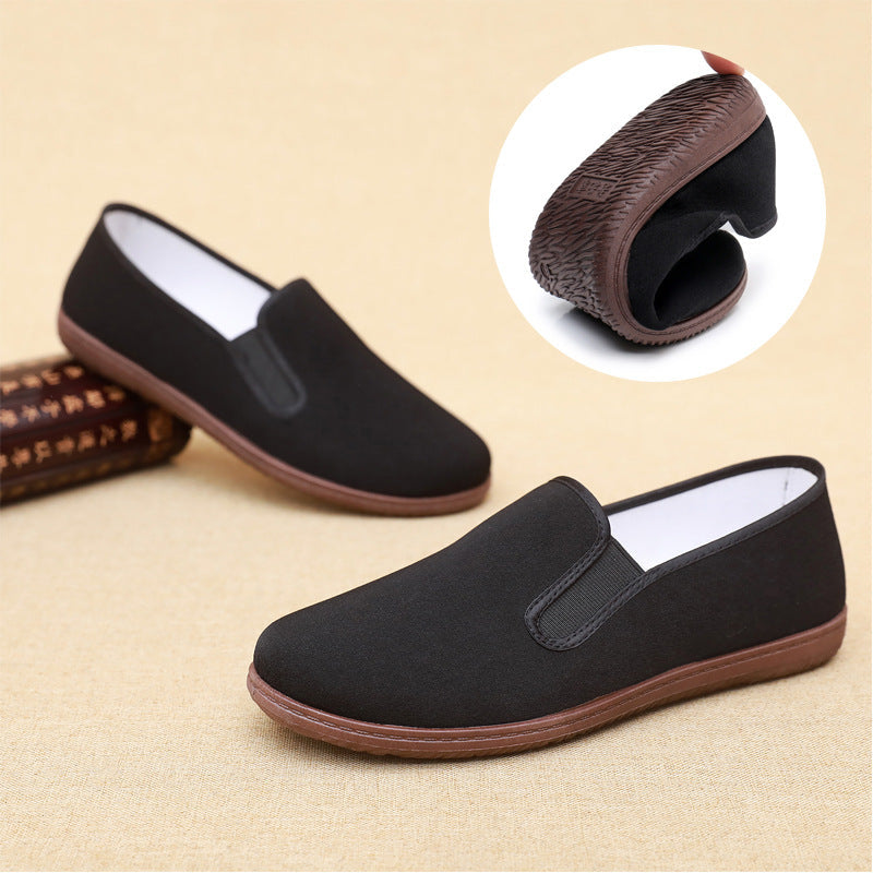 Chaussures en toile pour hommes, style ancien de Pékin – Chaussures de travail décontractées, souples, respirantes et antidérapantes, printemps et automne.