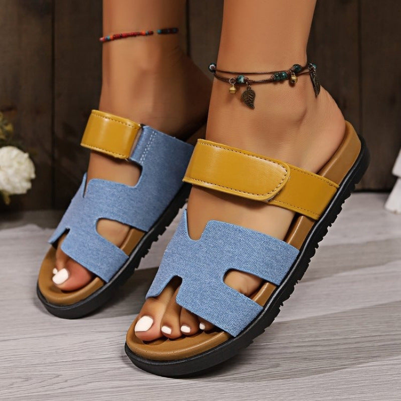 Chaussons d'été tendance pour femmes – Bride épaisse, Velcro, doux et confortables