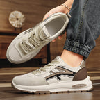 Baskets basses en cuir tendance pour jeunes : chaussures de course à lacets à semelles épaisses et à blocs de couleurs