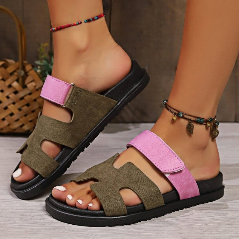 Chaussons d'été tendance pour femmes – Bride épaisse, Velcro, doux et confortables