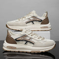 Baskets basses en cuir tendance pour jeunes : chaussures de course à lacets à semelles épaisses et à blocs de couleurs