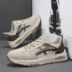 Baskets basses en cuir tendance pour jeunes : chaussures de course à lacets à semelles épaisses et à blocs de couleurs