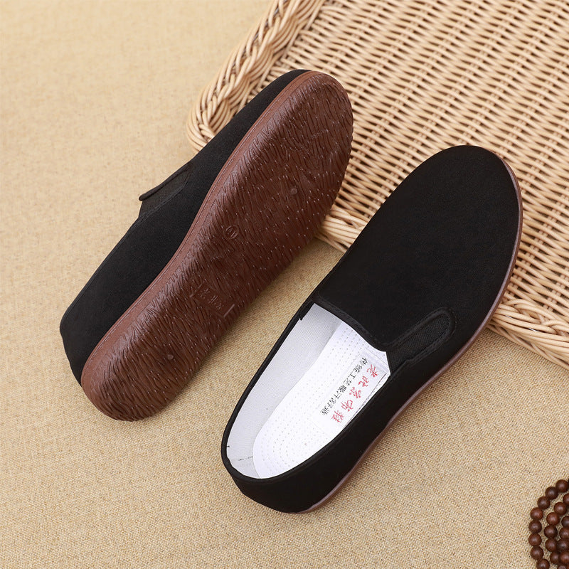 Chaussures en toile pour hommes, style ancien de Pékin – Chaussures de travail décontractées, souples, respirantes et antidérapantes, printemps et automne.
