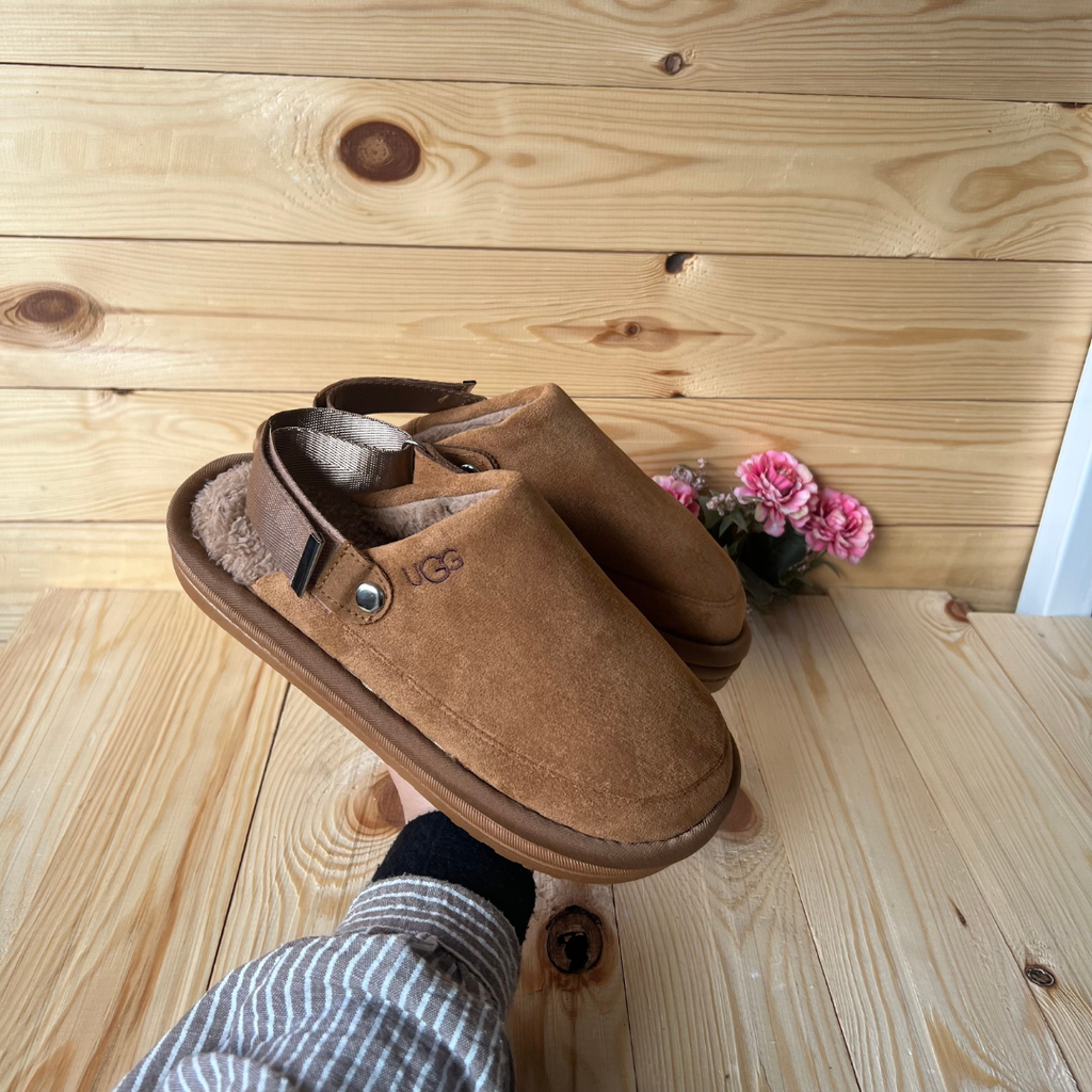 Sabots d'hiver en daim UGG – Mocassins chauds doublés en polaire pour femmes