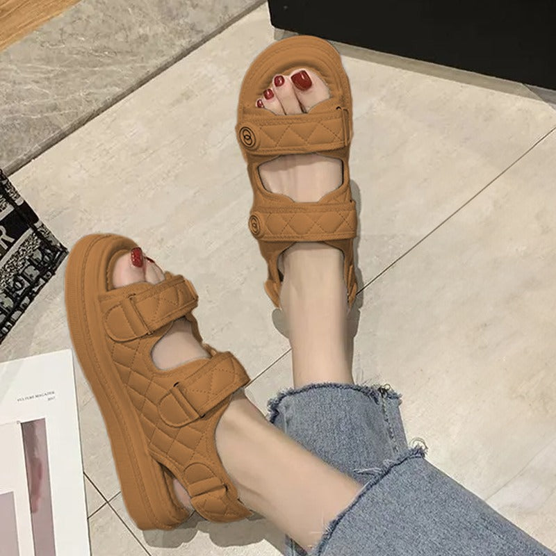 Sandales à plateforme de style coréen pour femmes – Chaussures de plage décontractées 2024