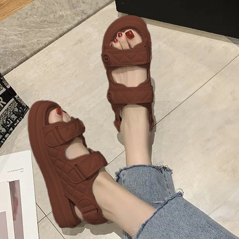 Sandales à plateforme de style coréen pour femmes – Chaussures de plage décontractées 2024