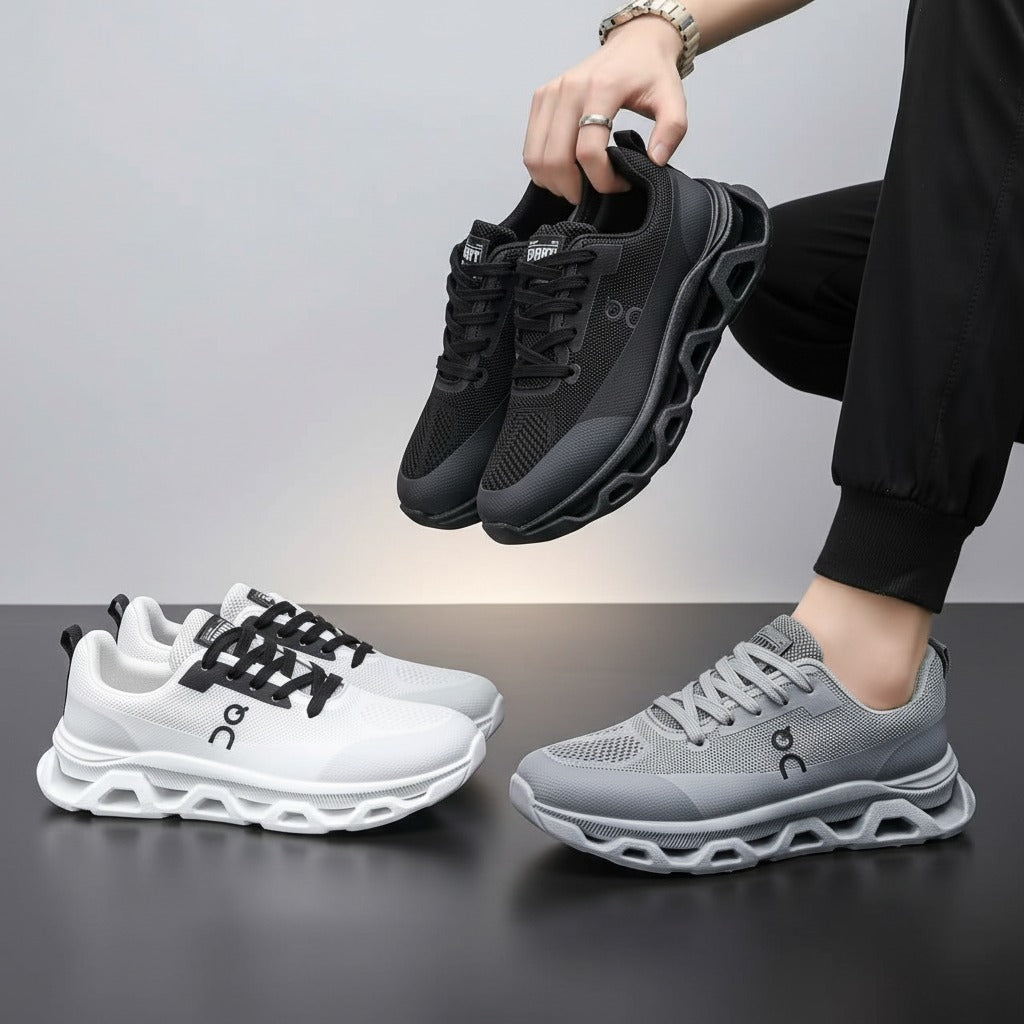 Men's running shoes with simple design, breathable, low-cut, non-slip rubber sole, lightweight fabric
