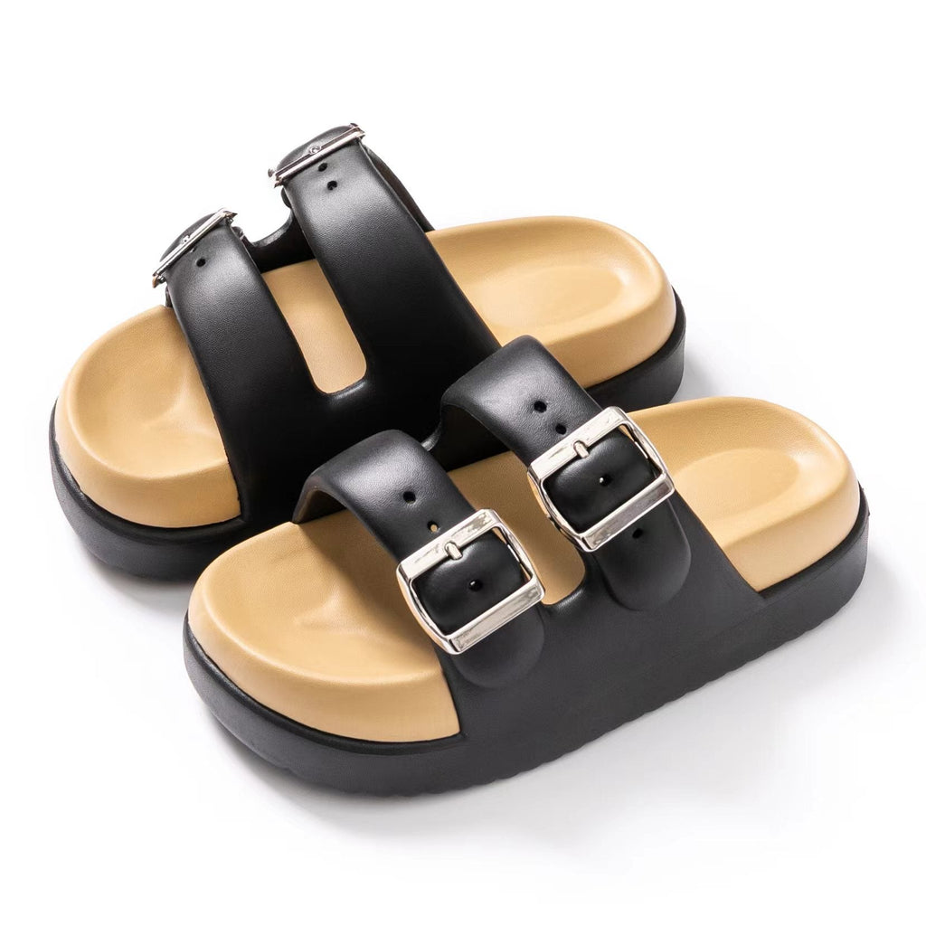 Chaussons Pour Femmes 2024 Été Nouvelle Double Boucle EVA Sangle Épaisse Sandales I