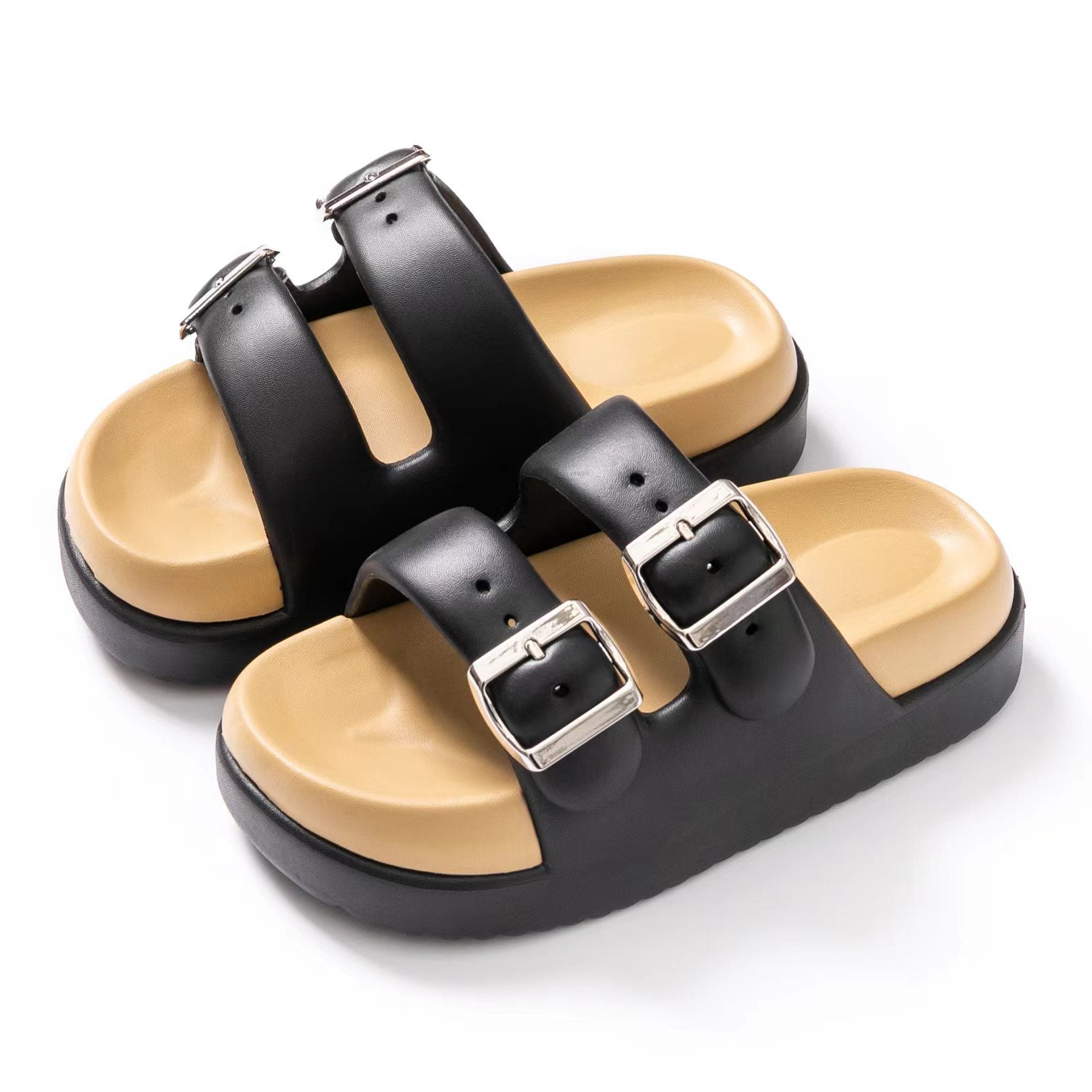 Chaussons Pour Femmes 2024 Été Nouvelle Double Boucle EVA Sangle Épaisse Sandales I