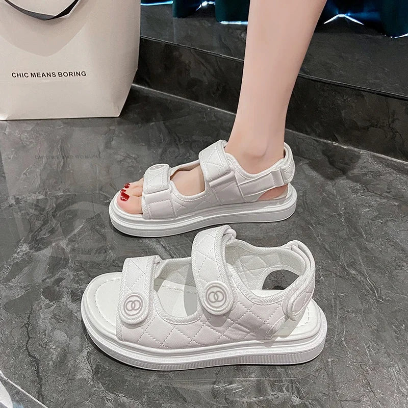 Sandales à plateforme de style coréen pour femmes – Chaussures de plage décontractées 2024