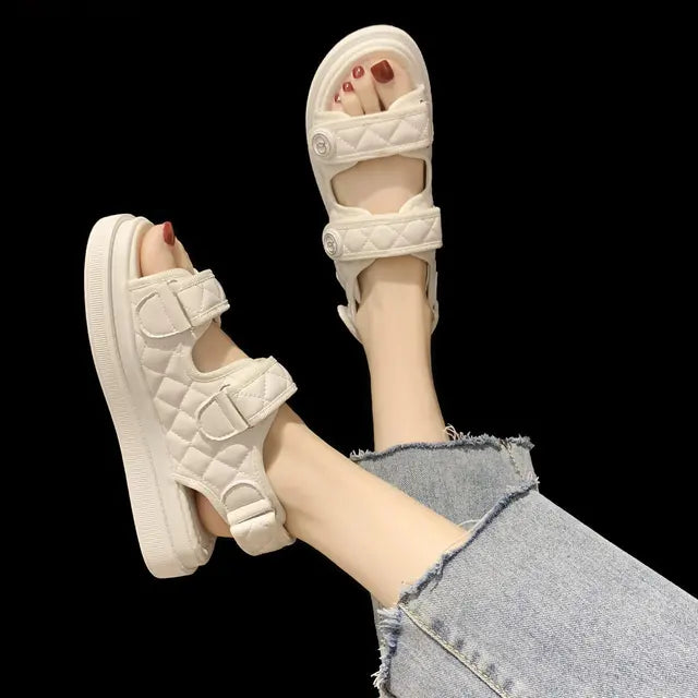 Sandales à plateforme de style coréen pour femmes – Chaussures de plage décontractées 2024