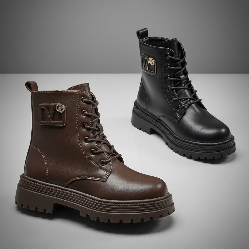 Bottines à plateforme pour femmes, lacets, style décontracté, confortables au quotidien