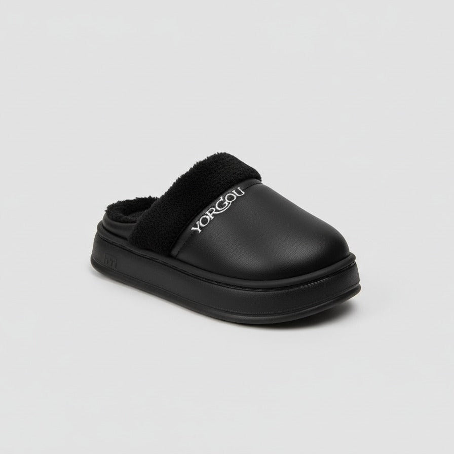 Chaussons en forme de sabots doublés en polaire pour femmes - Pieds au chaud, plateforme épaisse