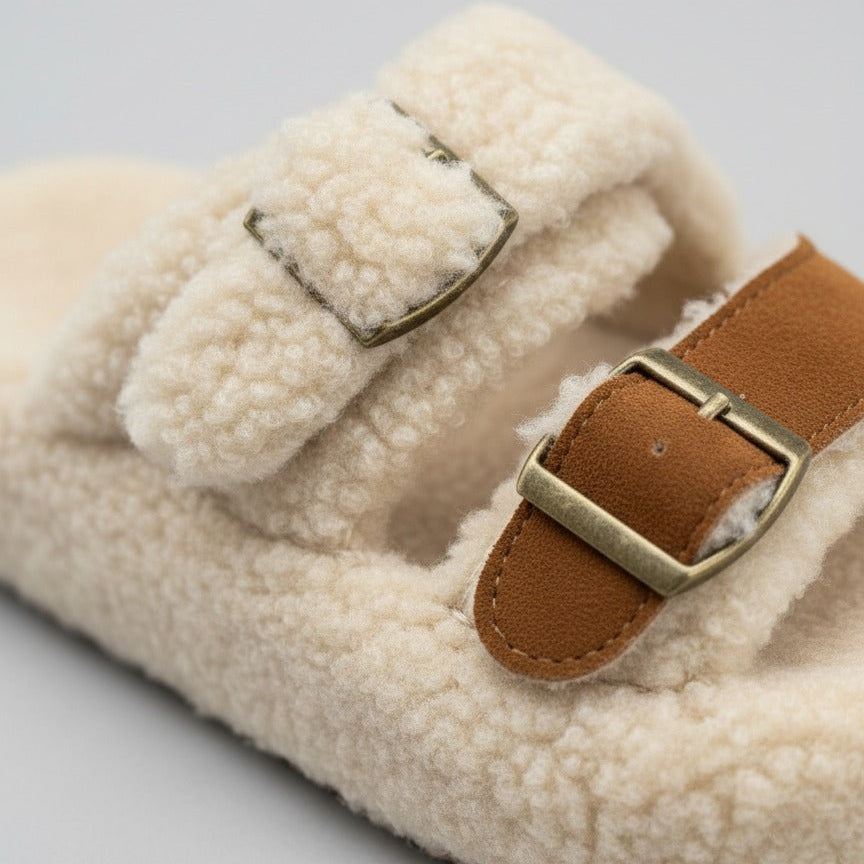Sabots en polaire Teddy pour femmes : orteils au chaud, fermeture à boucle