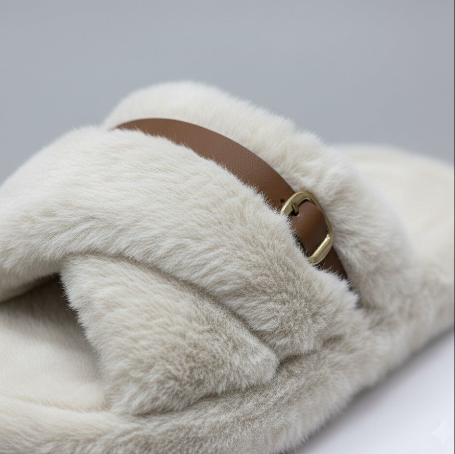 Chaussons en peluche pour femmes : chaudes, respirantes, à bout ouvert et à boucle
