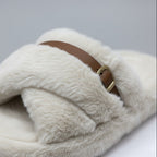 Chaussons en peluche pour femmes : chaudes, respirantes, à bout ouvert et à boucle