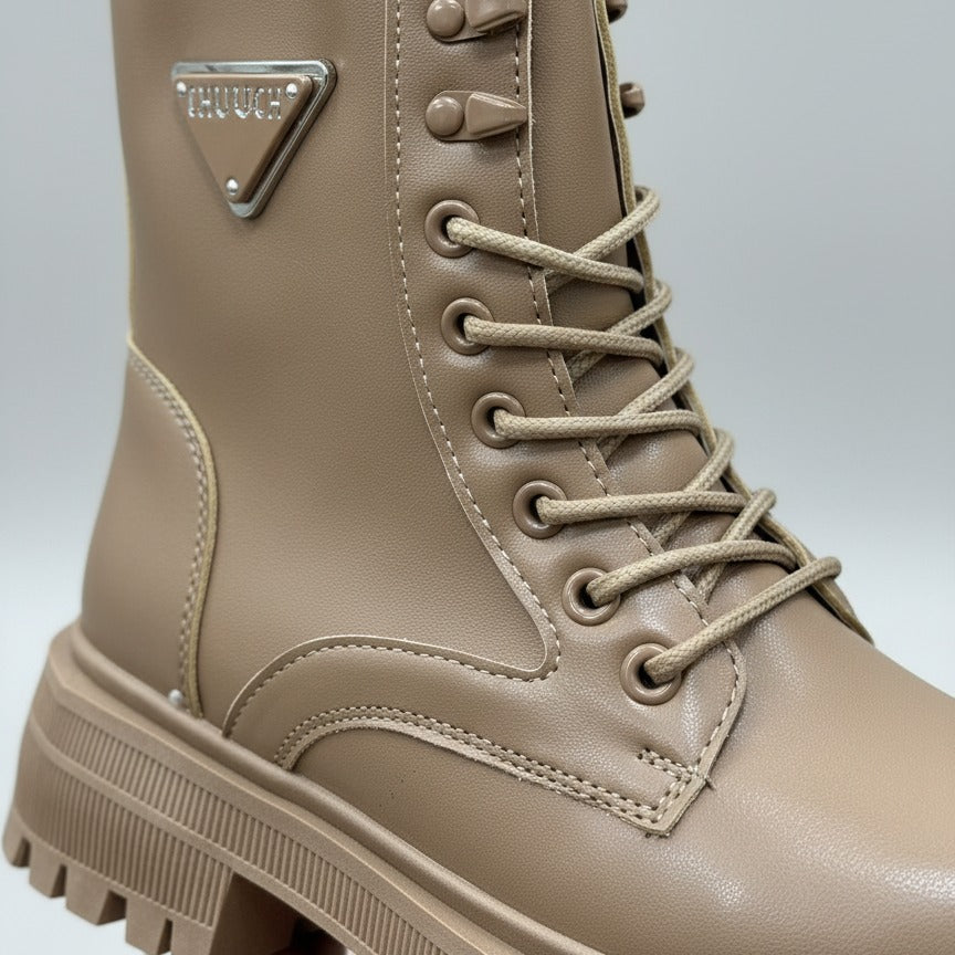 Bottines à lacets à semelle épaisse pour femmes
