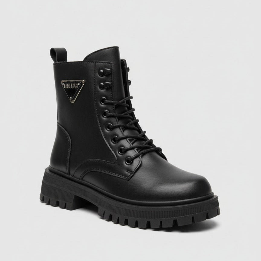 Bottines à lacets à semelle épaisse pour femmes