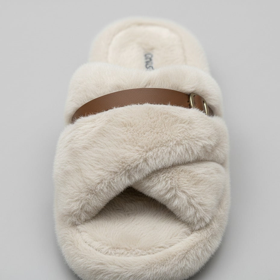 Chaussons en peluche pour femmes : chaudes, respirantes, à bout ouvert et à boucle