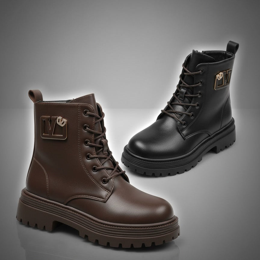 Bottines à plateforme pour femmes, lacets, style décontracté, confortables au quotidien