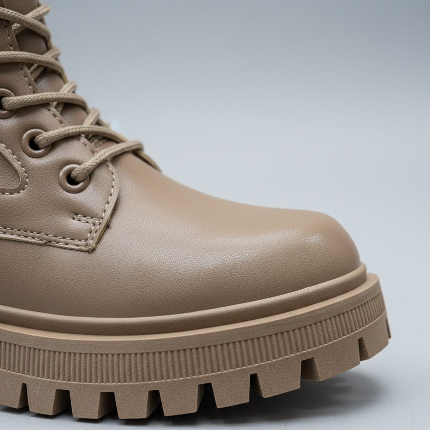 Bottines à lacets à semelle épaisse pour femmes