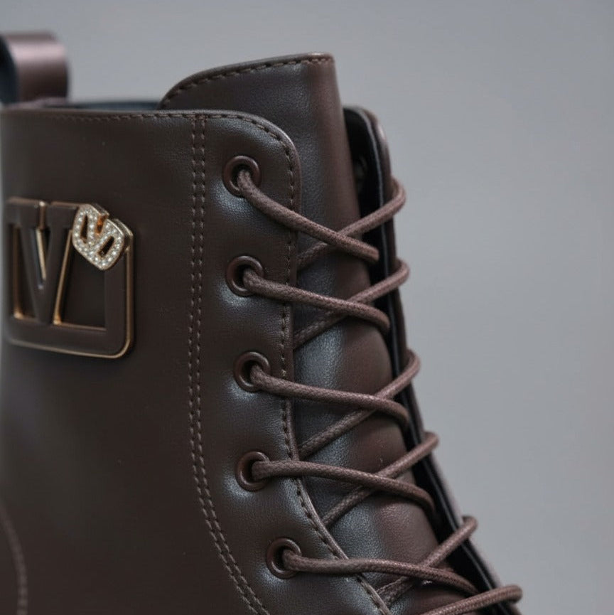 Bottines à plateforme pour femmes, lacets, style décontracté, confortables au quotidien