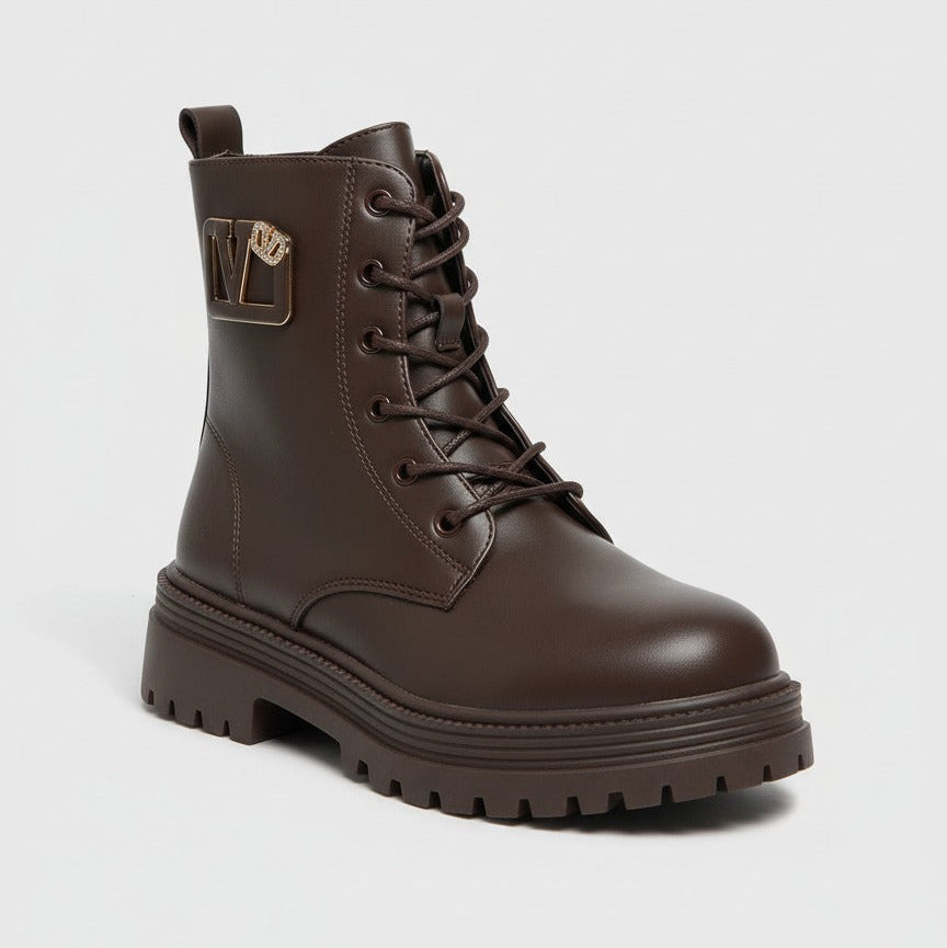 Bottines à plateforme pour femmes, lacets, style décontracté, confortables au quotidien