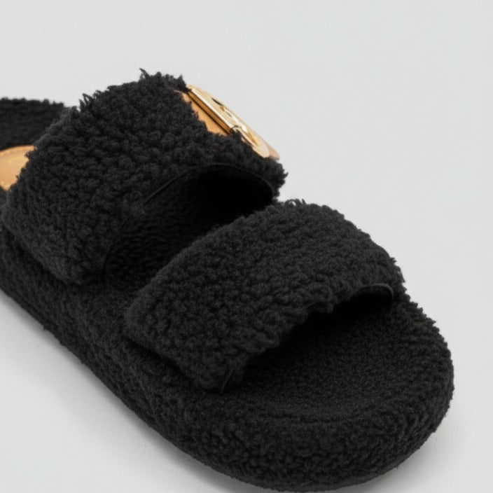 Sandales à double boucle en matière douce et chaude pour femmes - confort et maintien assurés