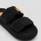 Sandales à double boucle en matière douce et chaude pour femmes - confort et maintien assurés