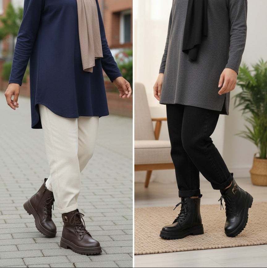 Bottines à plateforme pour femmes, lacets, style décontracté, confortables au quotidien