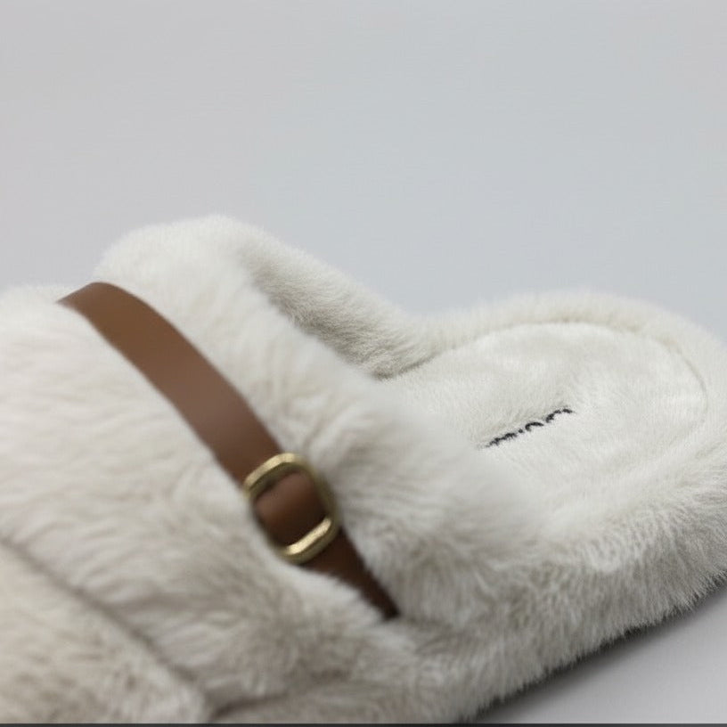 Chaussons en peluche pour femmes : chaudes, respirantes, à bout ouvert et à boucle