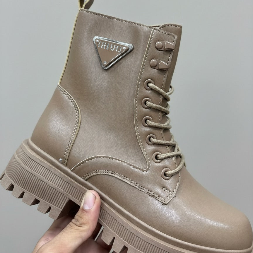 Bottines à lacets à semelle épaisse pour femmes