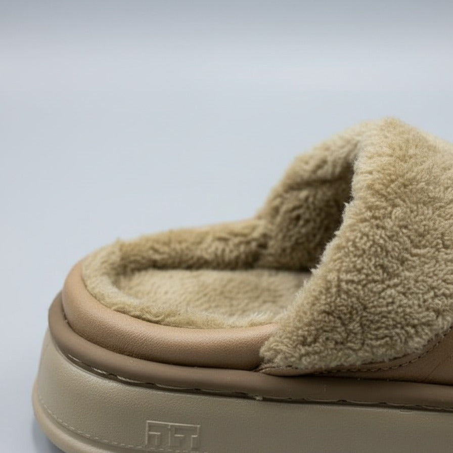 Chaussons en forme de sabots doublés en polaire pour femmes - Pieds au chaud, plateforme épaisse